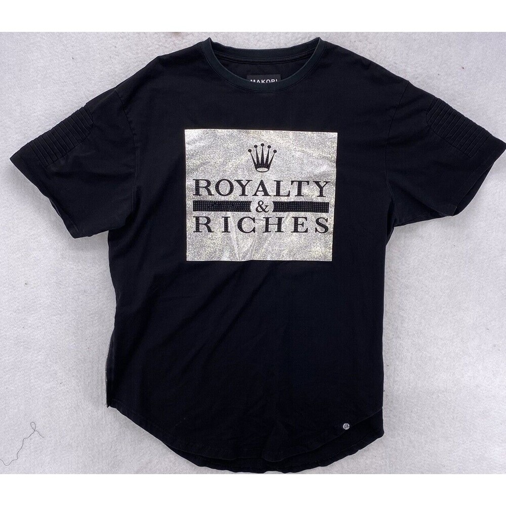 Makobi Shirt Men's Size XL Designer Zipper Street Wear Black  Royalty & Riches